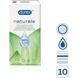 Durex Naturals (10 pcs), lubricated with 98% natural gel