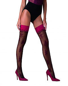 Self-supporting tights Passion ST119 (Black/Claret) 1/2 (XS-S)