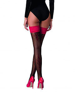Self-supporting tights Passion ST120 (Black/Claret) 1/2 (XS-S)