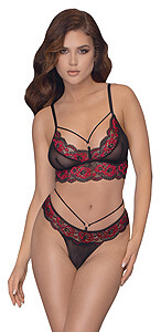 Lulu Set (Black/Red), set with bra and thong S