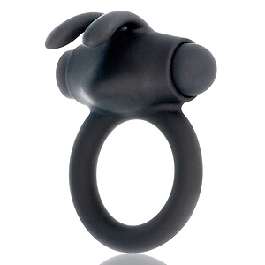 Black and Silver AGRON Vibrating Cock Ring 3.5 cm rechargeable