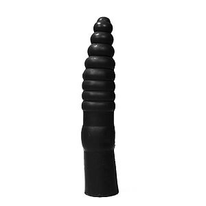All Black Dildo 34 cm, solid ribbed plug, diameter 6.5 cm