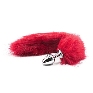 MSX Anal Plug Long Fox Tail Red, anal plug and hairy fox tail red
