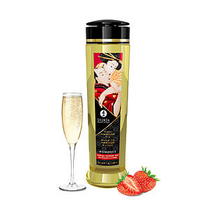 Shunga Erotic Massage Oil Romance Sparkling Strawberry Wine 240 ml
