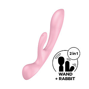 Satisfyer Triple Oh (Pink), rabbit vibrator and massage head