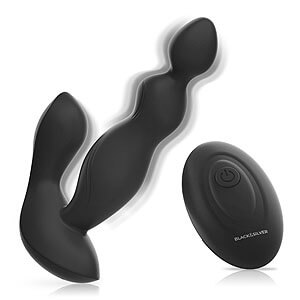 Black and Silver Cora (Black), anal plug with vibration and controller