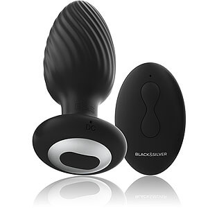 Black and Silver Wells (Black), anal plug with vibration and controller