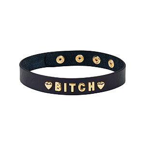 Liebe Seele Choker Bitch (Gold), leather fetish collar