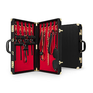 Bedroom Fantasies Bondage Suitcase PU Leather (11 pieces), Advanced bdsm set