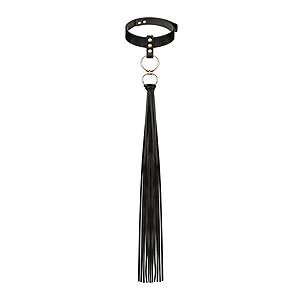 Rosy Gold Collar with Flogger (Black)