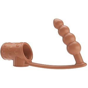 Pretty Love Penis Sleeve With Anal Plug (Natural), anal plug with penis sleeve