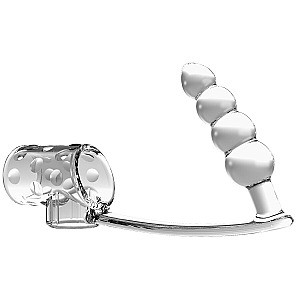 Pretty Love Penis Sleeve With Anal Plug (Transparent), anal plug with penis sleeve