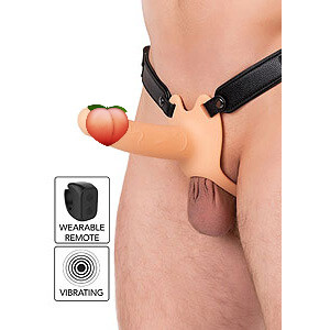 Hidden Desire Hollow Penis Strapon Vibrating Skin (16cm), hollow vibrating strap-on