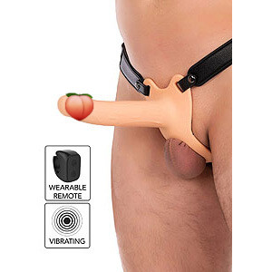 Hidden Desire Hollow Penis Strapon Vibrating Skin (18cm), hollow vibrating strap-on