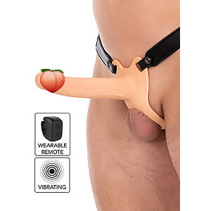 Hidden Desire Hollow Penis Strapon Vibrating Skin (20cm), hollow vibrating strap-on
