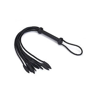 Liebe Seele Demon's Kiss Black Leather Cat O'Nine Spanking Whip, leather spanking whip