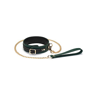 Liebe Seele Mossy Chic Leather Collar With Leash, collar with leash