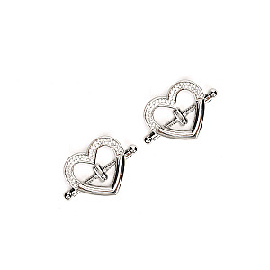 Liebe Seele Heart-Shaped Nipple Clamps with Rhinestones (Silver), sparkly nipple clamps
