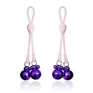 LATETOBED BDSM LINE Nipple Clamps Skull and Ring Bells Silicone and Metal (Pink/Purple), nipple clamps with bells