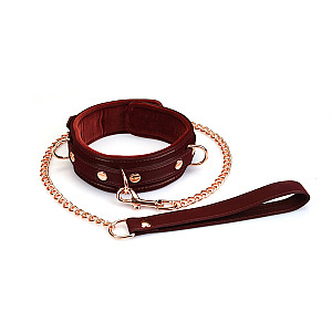 Liebe Seele Metallic Shade Burgundy Vegan Collar with Leash, vegan collar with leash