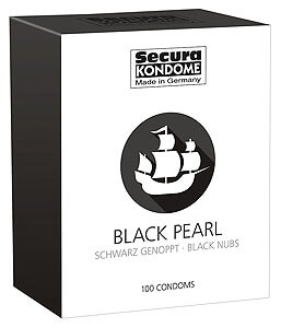 Dotted black condoms 100 pieces Secura Black Pearl 52 mm