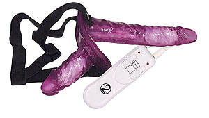 Strap-On Duo Vibrating penis - purple