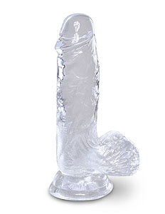 Clear dildo with balls Pipedream King Cock Clear 5" (13 cm)