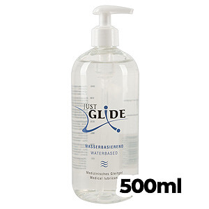 Just Glide Waterbased 500ml, water lubricating gel with pump