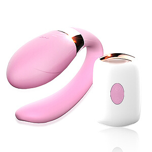 Couples vibrator V-Vibe Pink with remote control, USB charging, 7 modes