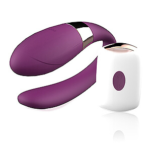 Couples vibrator V-Vibe Purple with remote control, USB charging, 7 modes