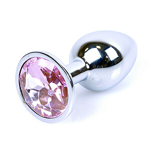 Boss Series Jewellery Silver Plug ROSE - silver butt plug with gemstone 7 x 2.7 cm