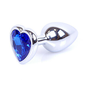 Boss Series Jewellery Silver Heart Plug Dark Blue 7 x 2.7 cm