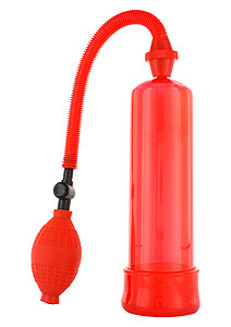 Penis Enlarger Red, vacuum pump with a crimp balloon 19x3.5 cm
