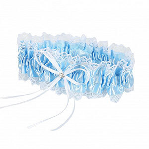 Albi blue garter with ornaments and lace, elastic